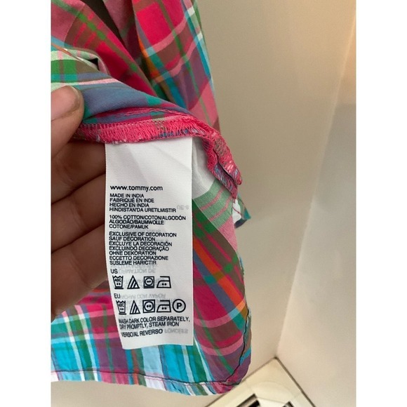 Tommy Hilfiger Button-Up Shirt Womens Size L Multicolor Plaid Long Sleeve Cotton - Picture 3 of 9